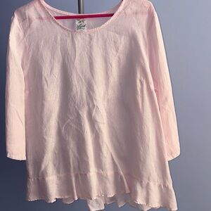 Pale Pink Linen Women's Blouse by Match Point